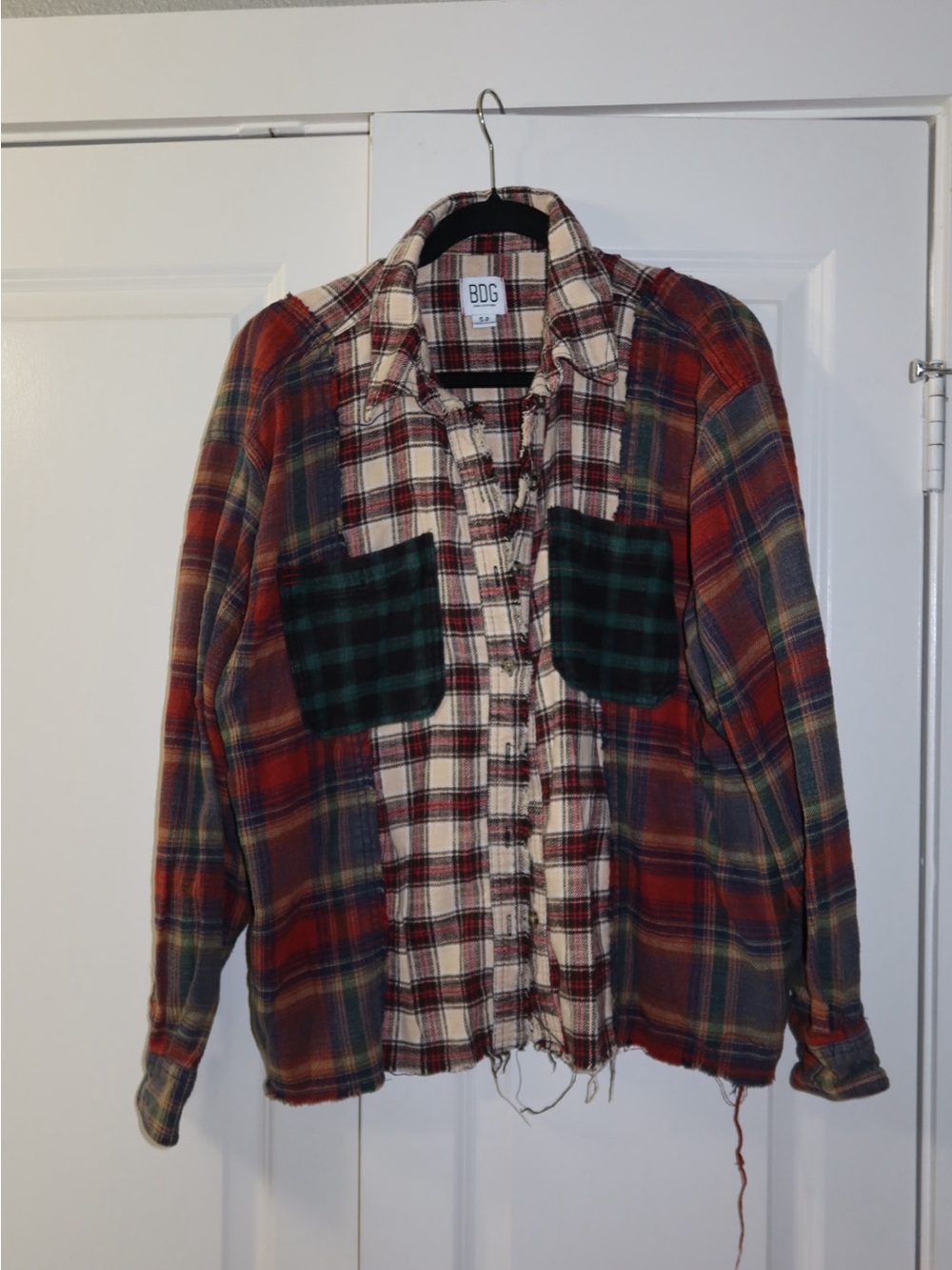 BDG Women's Mixed Plaid Flannel Jacket - Red & Green